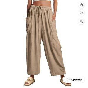 Casual Tan Wide-Leg Pants